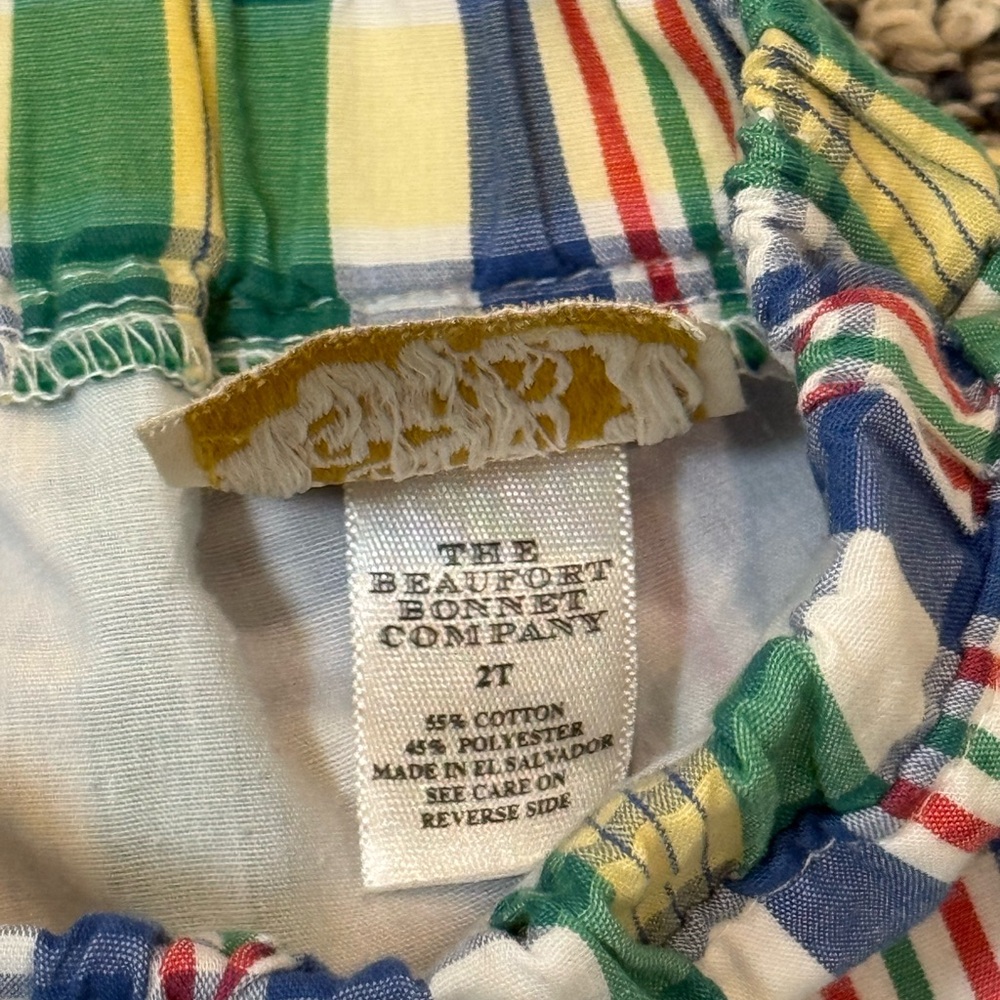 🎉 GUC 🎉 TBBC 2T Green Blue Yellow Plaid Shorts - Picture 3 of 5